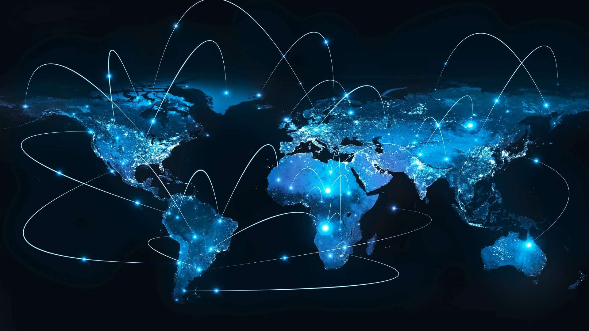 Mapa do mundo mostra rede global de internet