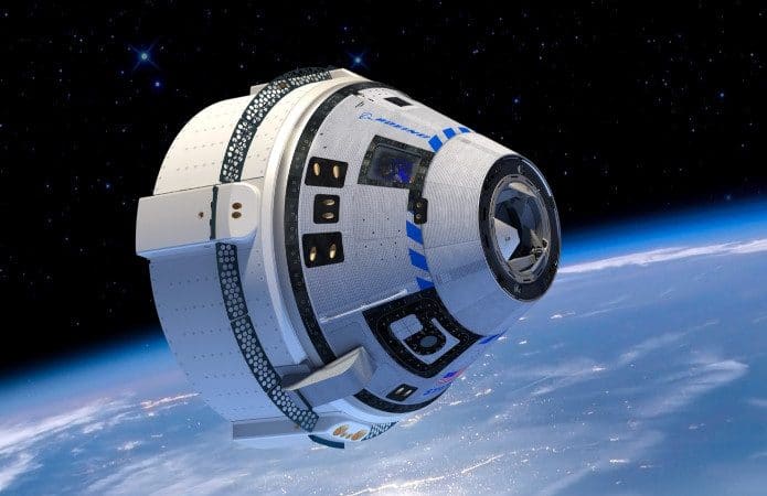 Ilustração da cápsula Boeing Starliner em órbita