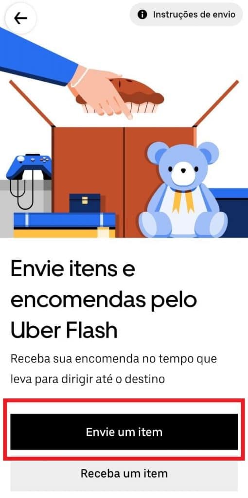 Print do aplicativo da Uber