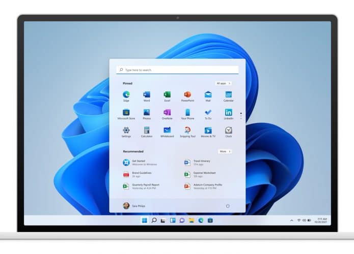 Ilustração do Windows 11 aberto em notebook
