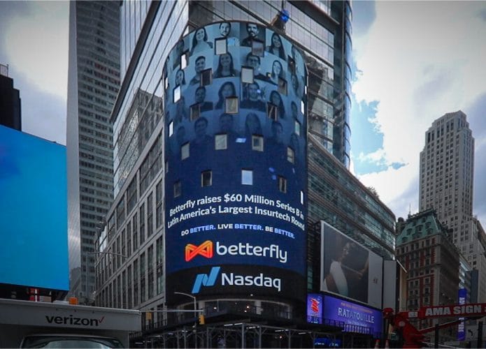 Captação da Betterfly anunciada em letreiro dos Estados Unidos