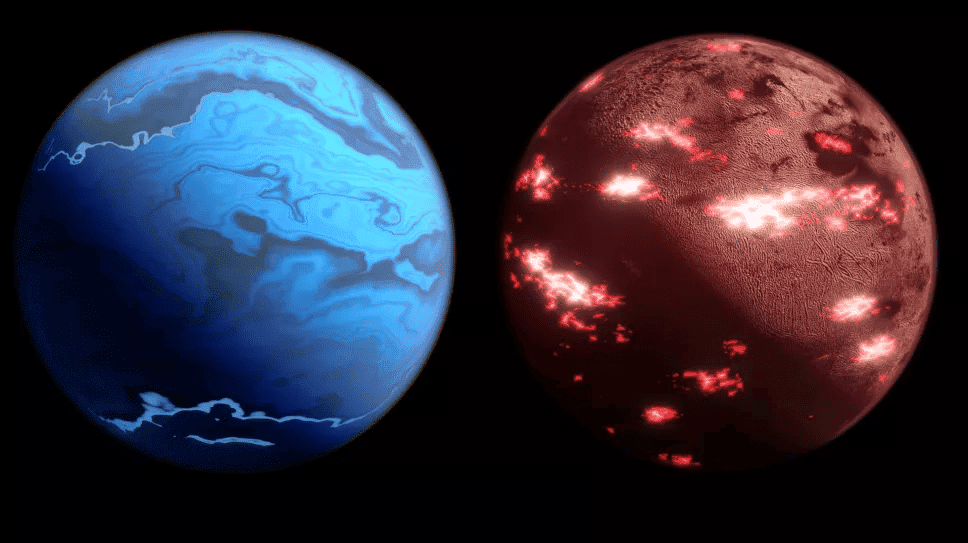 Desenho de exemplos de exoplanetas a serem observados pela missão Twinkle