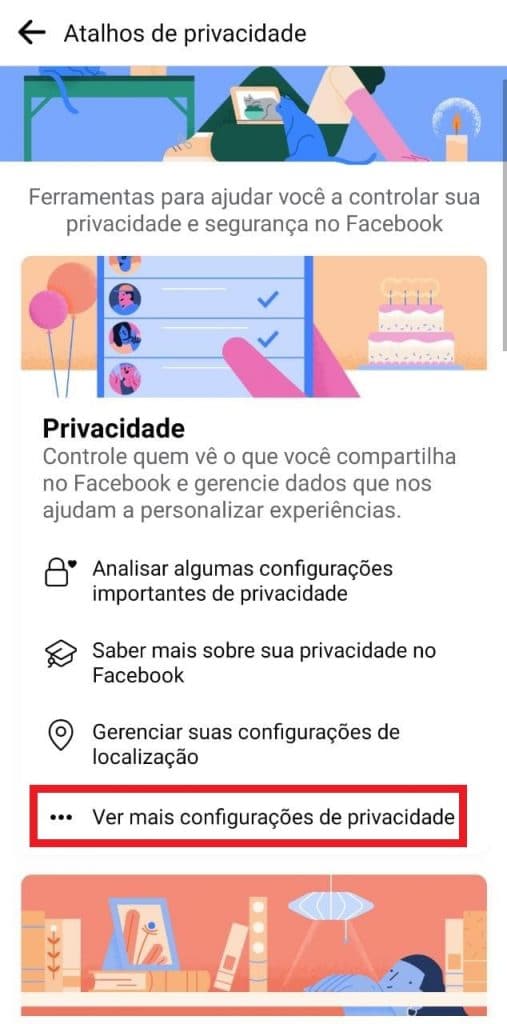 Print do aplicativo do Facebook