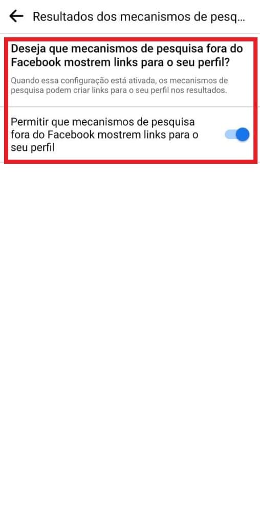 Print do aplicativo do Facebook