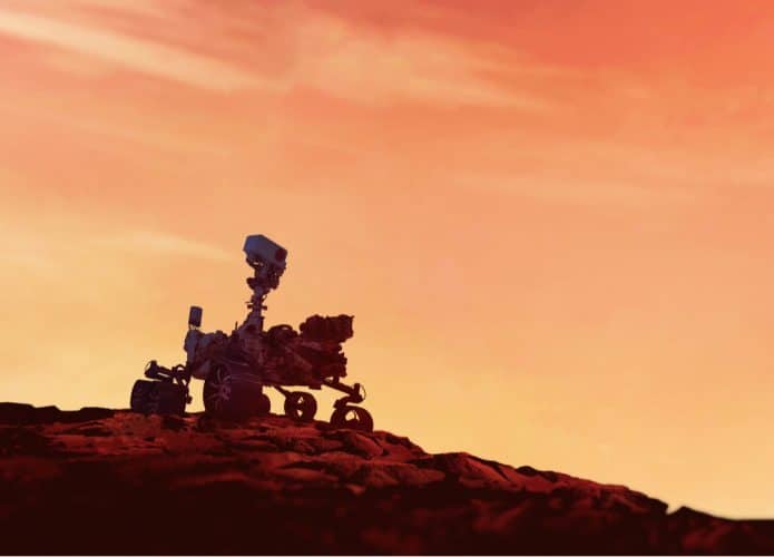 Imagem mostra o Perseverance ao por do sol em Marte