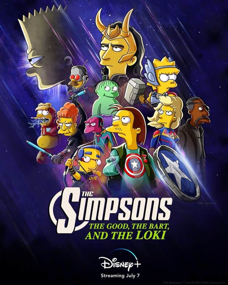 Disney+ apresenta ‘Loki’ a ‘Bart Simpson’ em um curta animado com tema da Marvel. Imagem: Divulgação/Disney