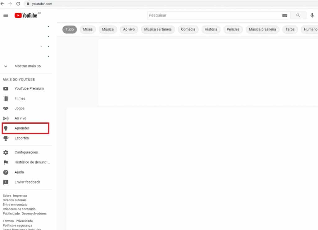 Saiba para que serve e como usar a seção “Aprender” do YouTube. Imagem: Shutterstock