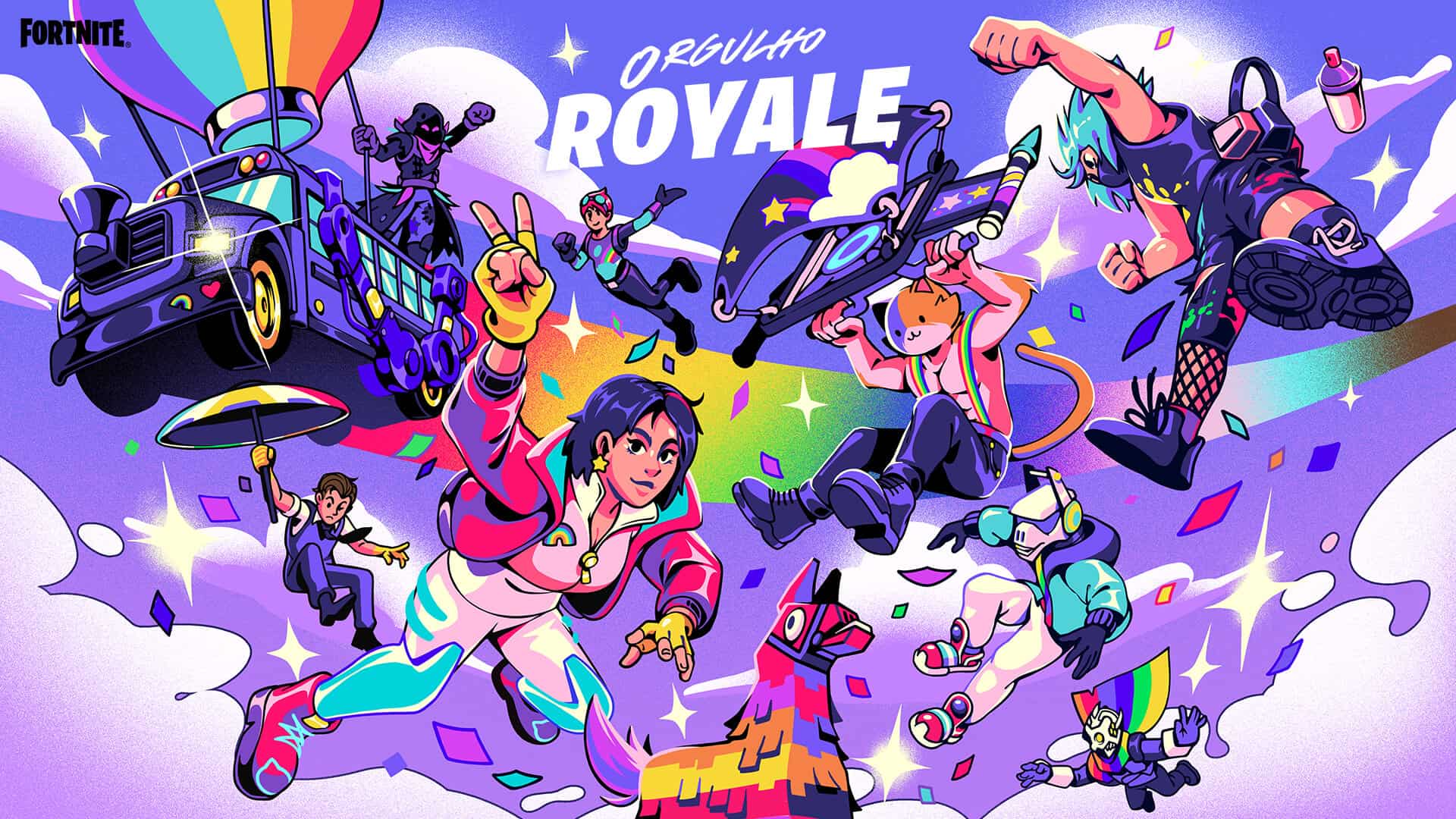 Orgulho Royale: 'Fortnite' lança evento LGBTQIA+ com itens grátis; saiba mais. Imagem: Epic Games/Divulgação