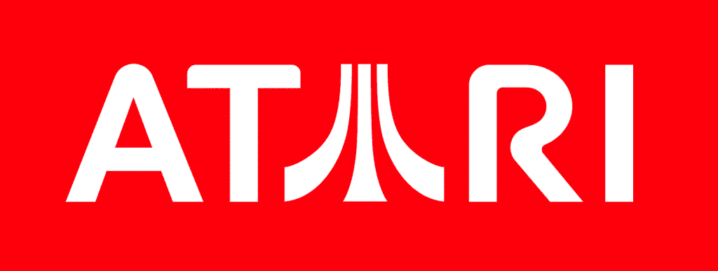 Logotipo da Atari em fundo vermelho