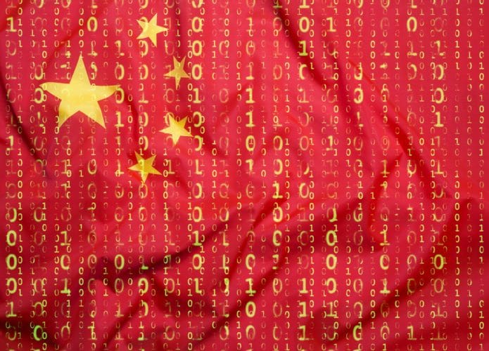Bandeira da China composta por números para representar dados