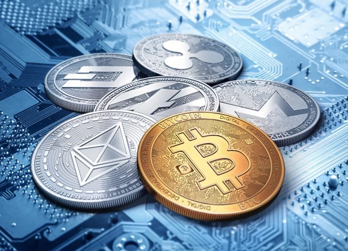Ilustração de criptomoedas