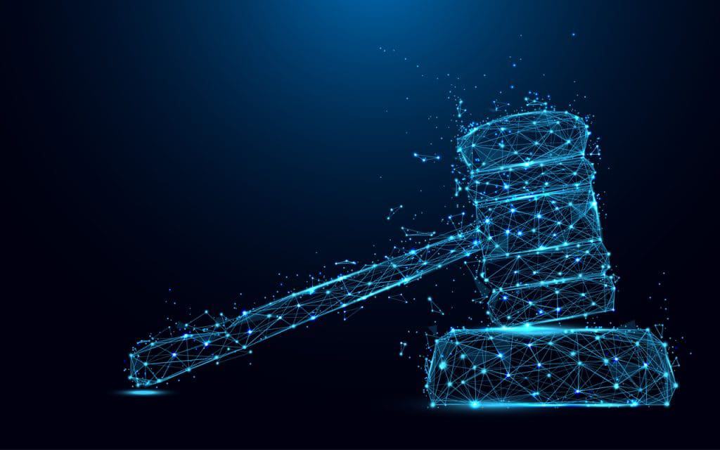 Ilustração digital de martelo de tribunal 