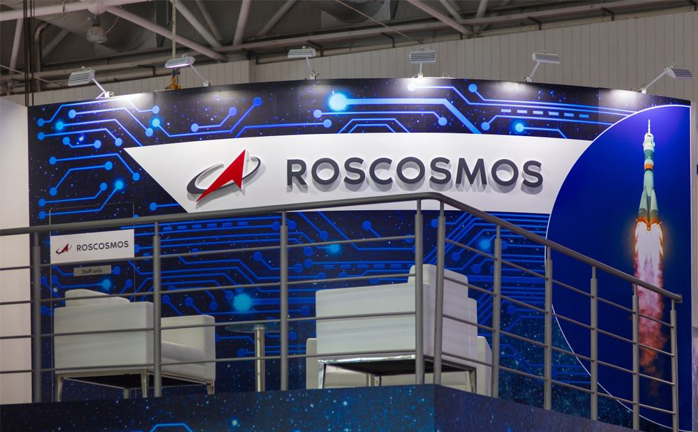 Estande da agência espacial Roscosmos