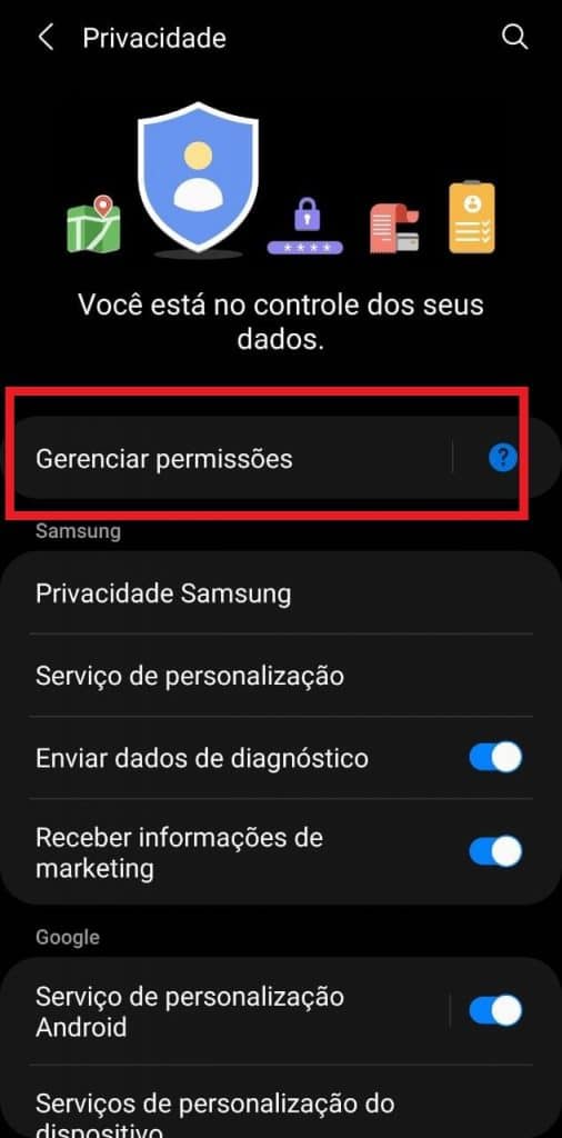 Print do sistema operacional do Android