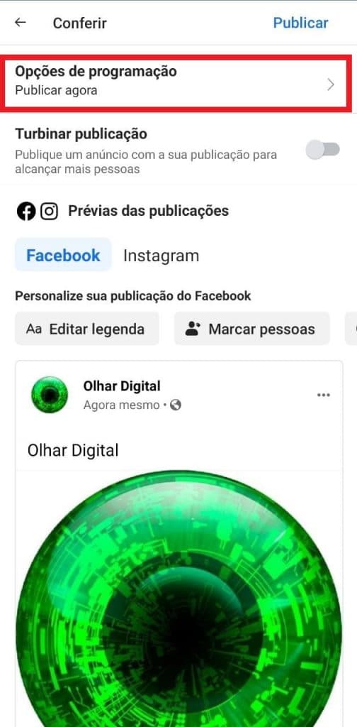 Print do aplicativo do Facebook Business Suite