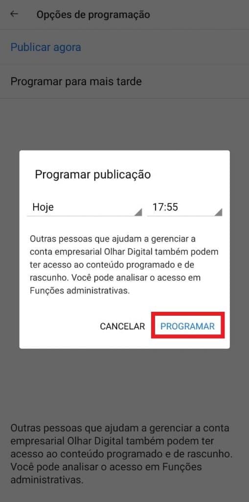 Print do aplicativo do Facebook Business Suite