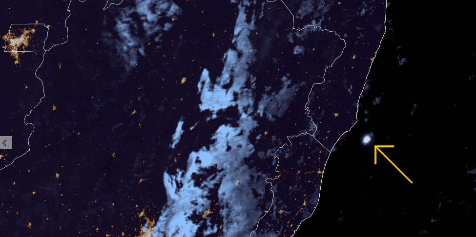 Flash do meteoro registrado pelo Satélite GOES-16