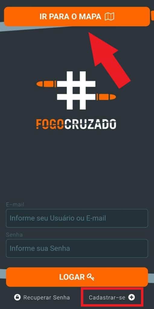 Print do aplicativo Fogo Cruzado