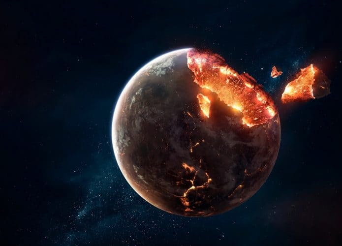 Ilustração de planeta sendo destruído