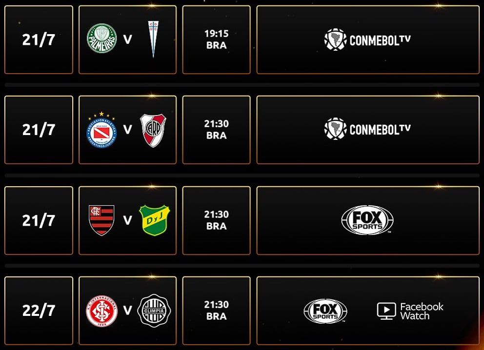 Jogos da volta das oitavas de final da Libertadores