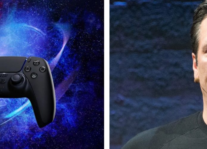 Imagem mostra montagem com DualSence e, ao lado, foto de Phil Spencer