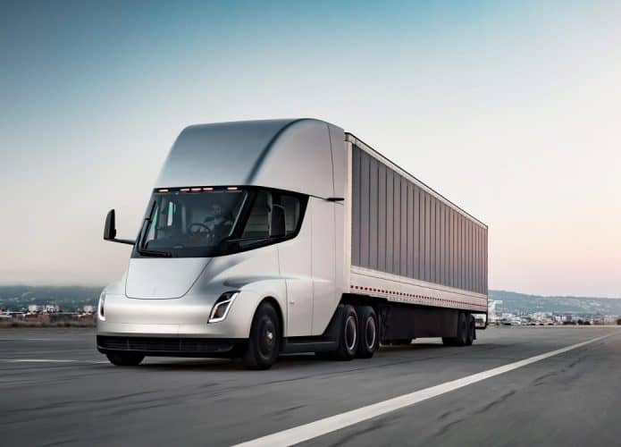 Caminhão elétrico da Tesla, o Semi, está finalmente prestes a entrar em produção. Imagem: Divulgação/Tesla