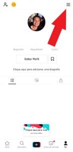 Print do aplicativo do TikTok