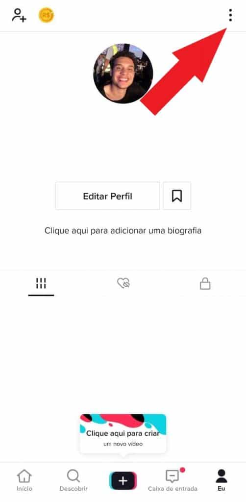 Print do aplicativo do TikTok