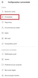 Print do aplicativo do TikTok