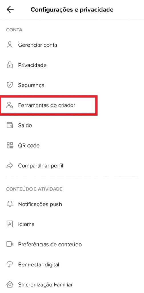 Print do aplicativo do TikTok