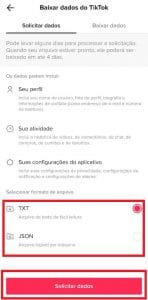 Print do aplicativo do TikTok