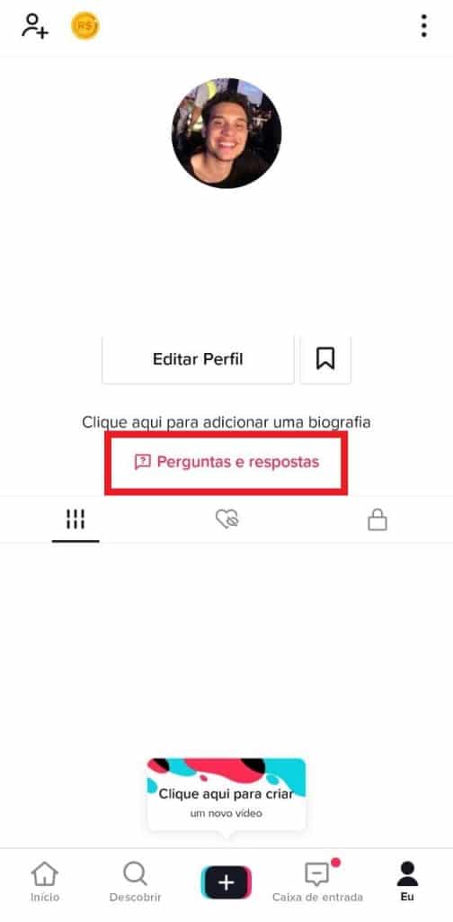 Print do aplicativo do TikTok