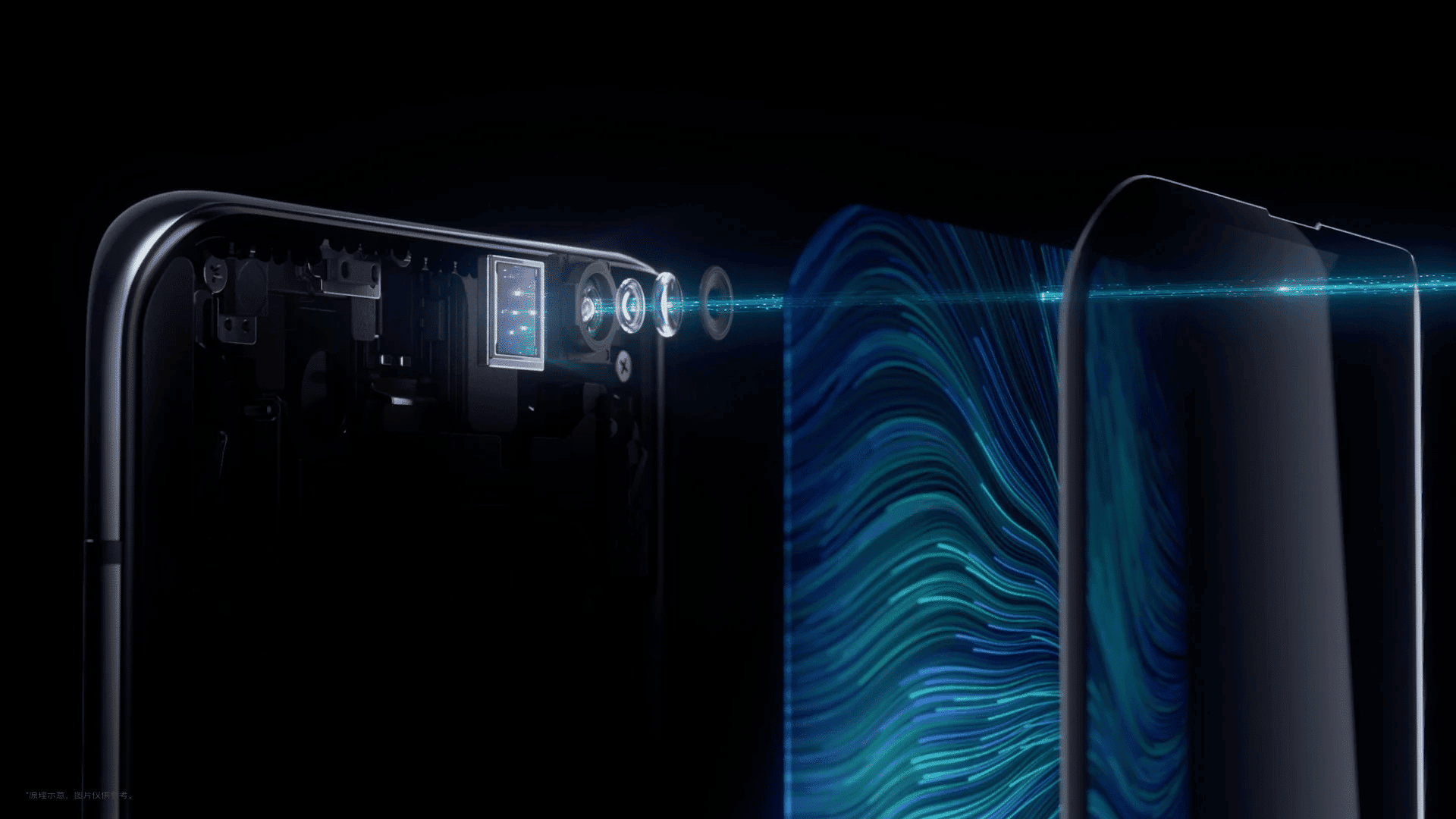 Imagem mostra a tecnologia de câmera sob o display de alguns smartphones