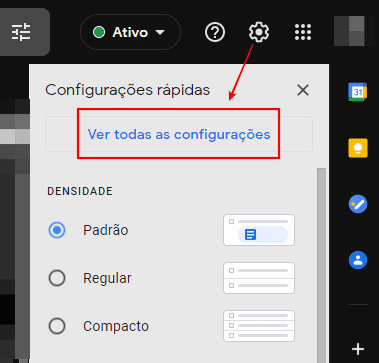 Criar uma assinatura no Gmail no PC, passo 1