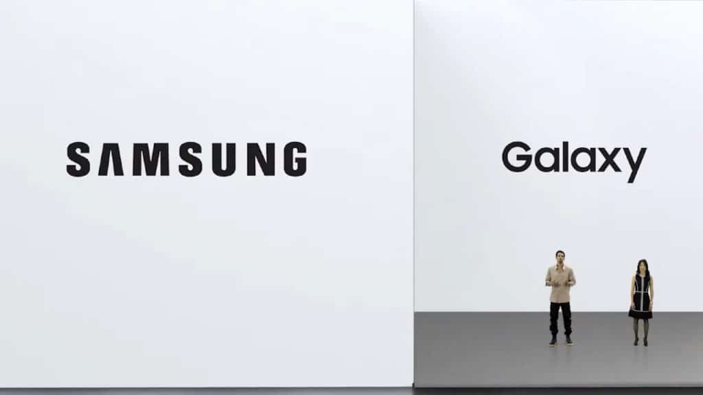 Imagem capturada mostra a logomarca da Samsung, que apresentou três novos produtos da linha Galaxy: um tablet e dois notebooks