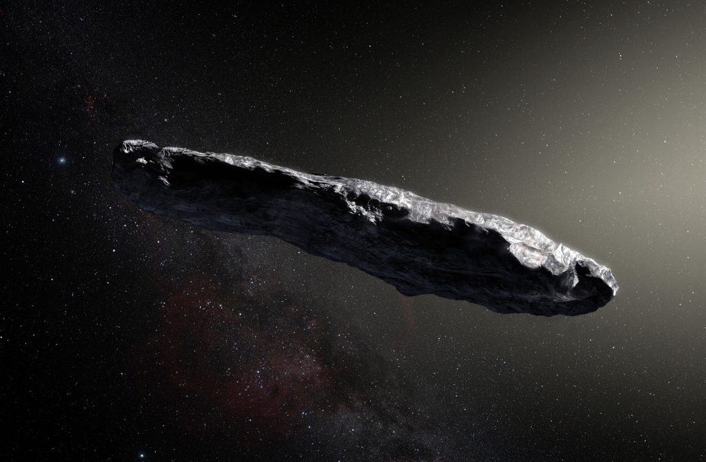 Imagem mostra o Oumuama, objeto espacial cuja categorização causa dúvida em especialistas. Sua passagem pela Terra em 2017 levou à criação do Projeto Galileo de busca por civilizações e tecnologia extraterrestres