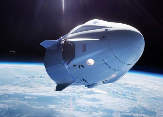 Imagem de divulgação mostra a nave cargueira Dragon, criada pela SpaceX
