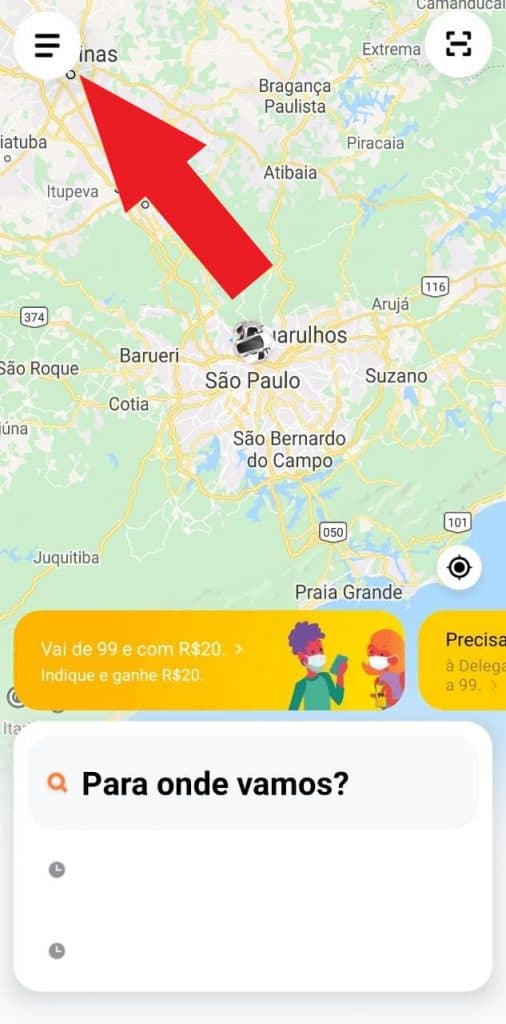 Print do aplicativo do 99
