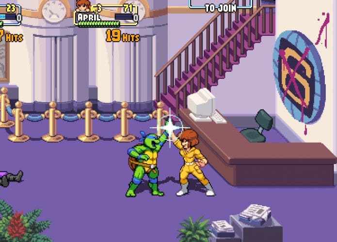 April O'Neil em 'Teenage Mutant Ninja Turtles: Shredder's Revenge'. Imagem: Dotemu/Divulgação