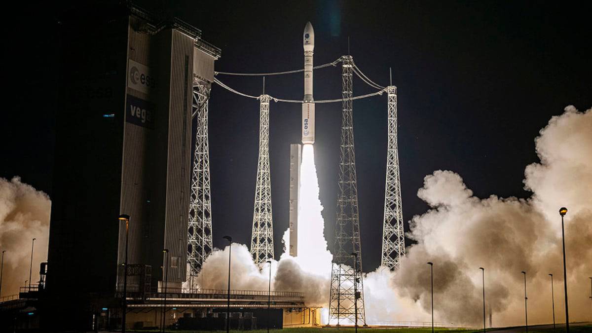 Lançamento de um foguete Vega, da Arianespace