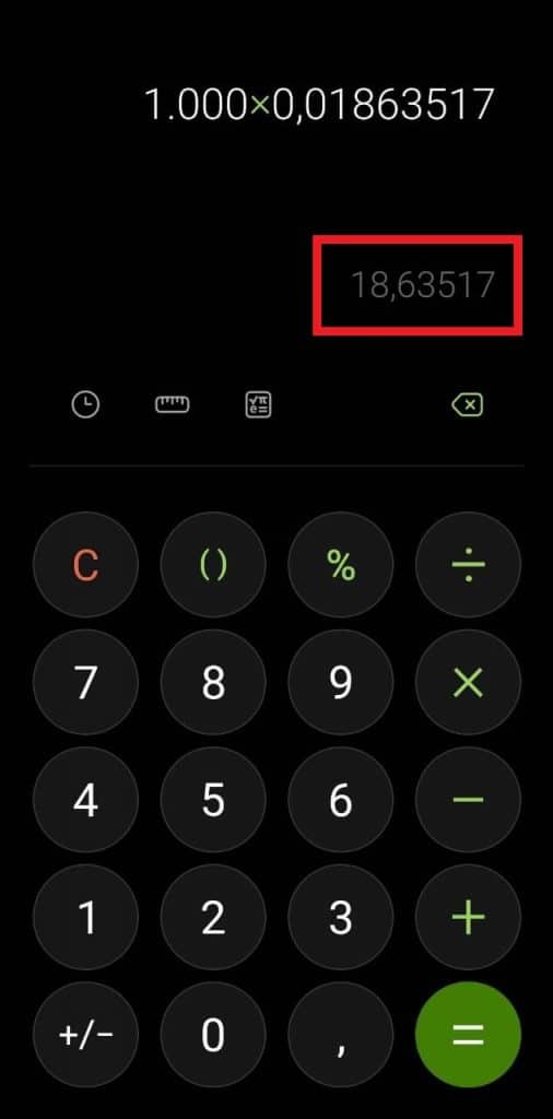 Print da calculadora do celular Samsung