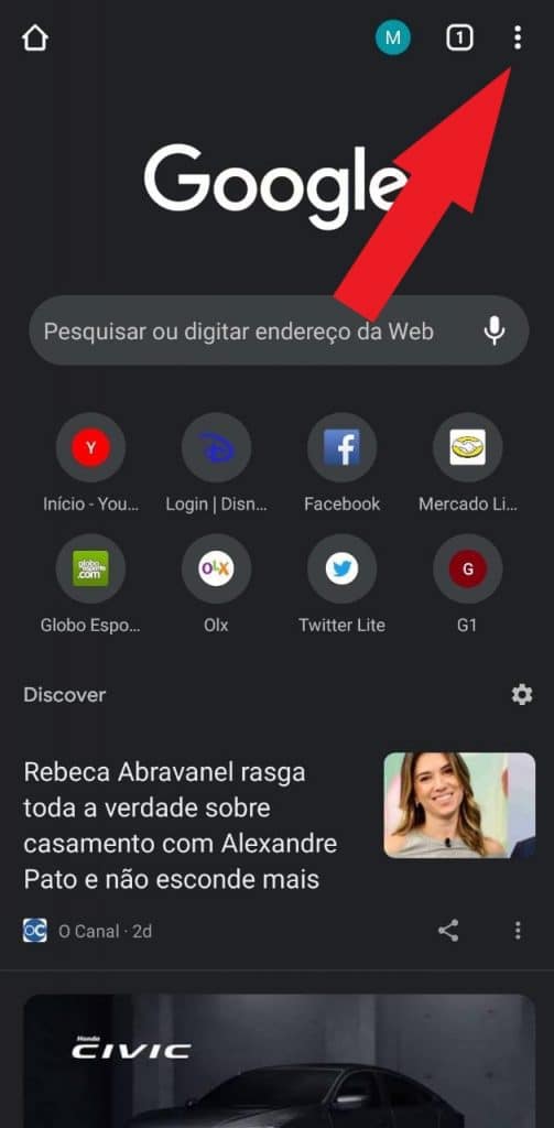 Print do aplicativo do Google Chrome 