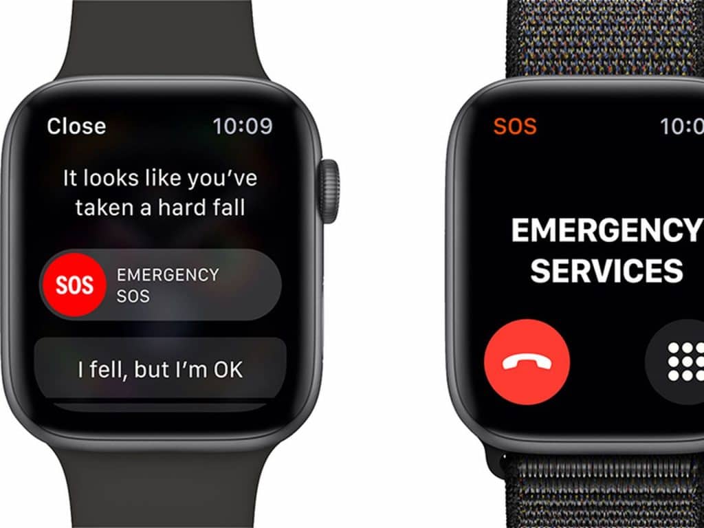 Tela do detector de quedas do Apple Watch