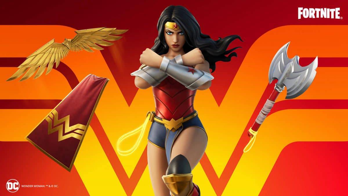 Imagem da Mulher-Maravilha como personagem do jogo 'Fortnite'