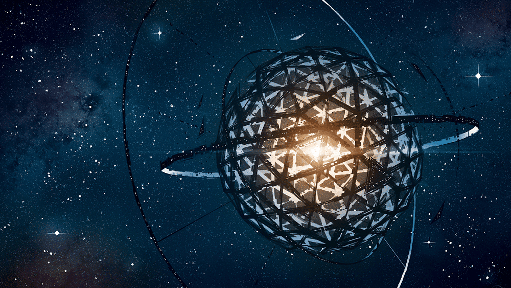 Ilustração artística de uma Esfera de Dyson ao redor de uma estrela