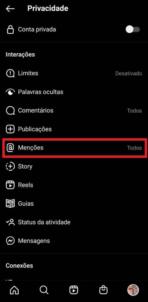 Print do aplicativo do Instagram 