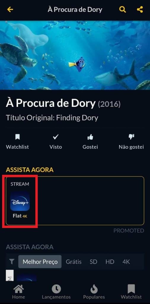 Print do aplicativo JustWatch