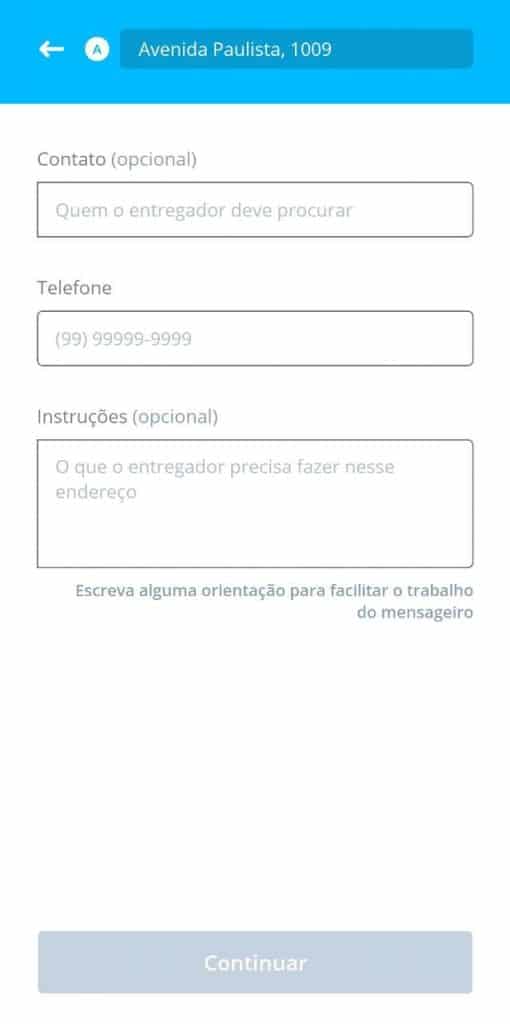 Print do aplicativo da Loggi