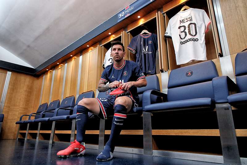 Messi no vestiário do PSG