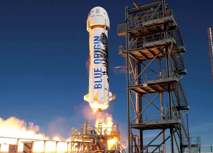 Lançamento de um foguete New Sheapard, da Blue Origin